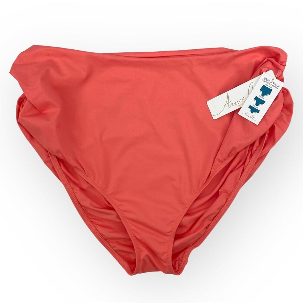 NWT ANNE COLE Peach Apricot Convertible Bikini Bottoms Plus Size 22W Slimming